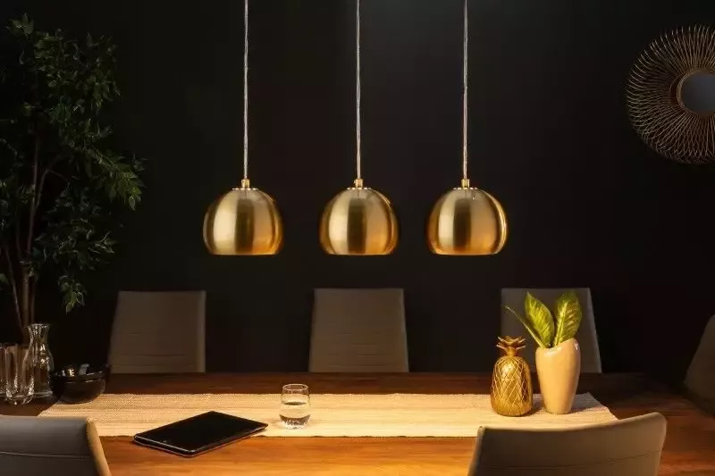 Invicta Interior Moderne drievoudige hanglamp GOLDEN BALL gouden hanglamp in hoogte verstelbaar 39440