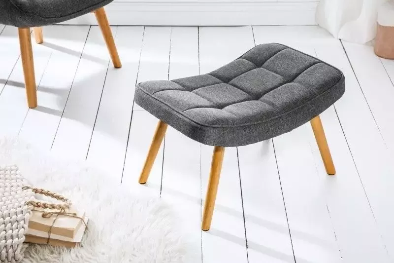 Invicta Interior Design kruk SCANDINAVIA grijs massief hout Scandinavisch design voetenbank 39188