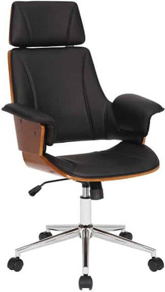 Invicta Interior In hoogte verstelbare bureaustoel MANHATTAN kunstleer massief hout met armleuning retro design 44195 - Foto 2