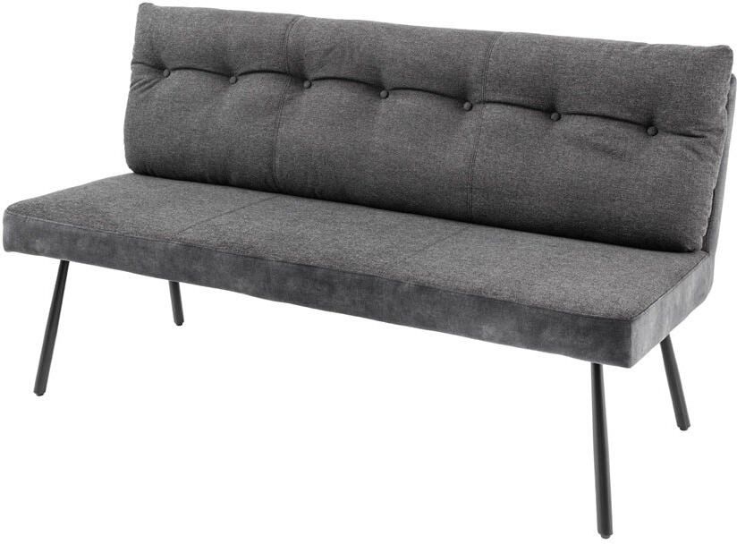 Invicta Interior Bank BIG GEORGE 160cm plat geweven stof met verende kern fluweel antraciet 44012