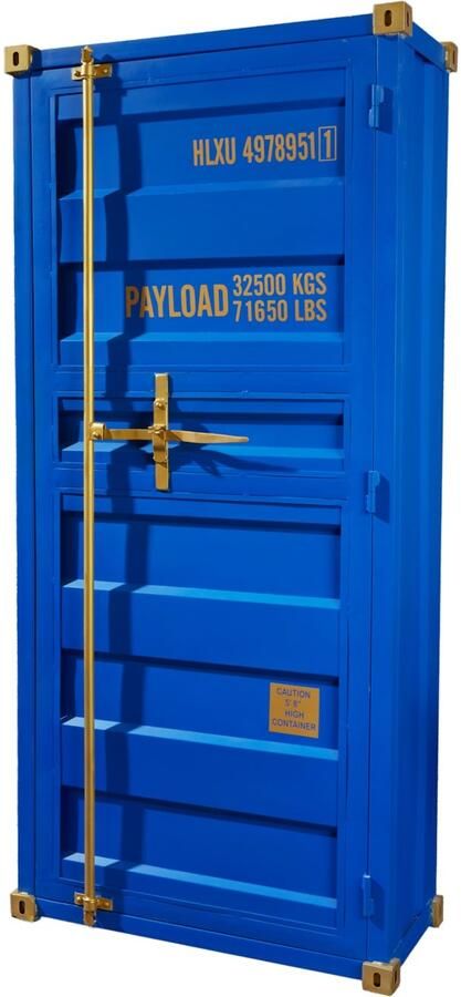 Invicta Interior Design barkast container GLOBETROTTER 180cm blauw wijnrek upcycling 43598 - Foto 2