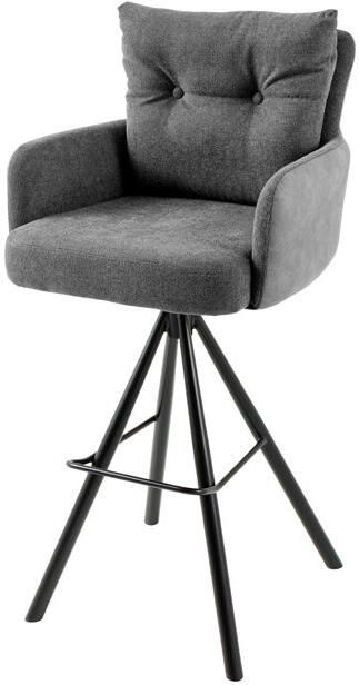 Invicta Interior Barkruk BIG GEORGE met armleuningen plat geweven fluweel antraciet draaibaar. 44717