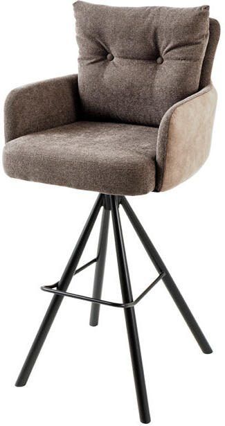 Invicta Interior Barkruk BIG GEORGE met armleuningen plat geweven fluweel taupekleurig draaibaar. 44719