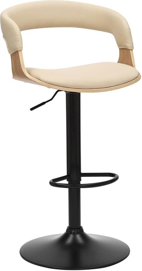 Invicta Interior Barkruk MANHATTAN 81-110 cm draaibaar kunstleer crèmekleurig beige met eikenhoutlook 47716