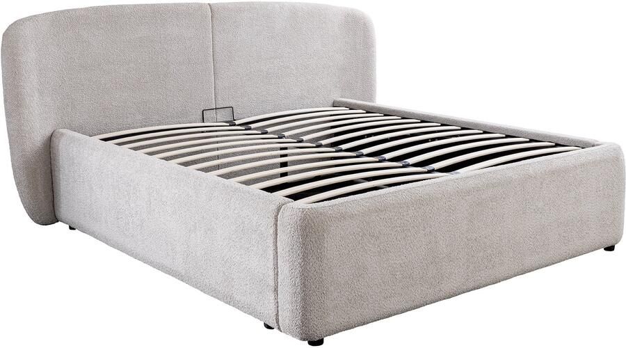 Invicta Interior Bed ART DECO 180x200cm bouclé greige met opbergruimte 45332