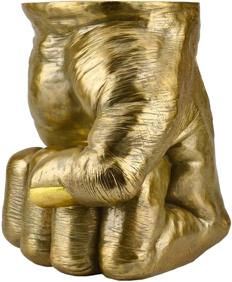 Invicta Interior Bijzettafel VUIST 50 cm rond handgemaakt beeldje goud 48011