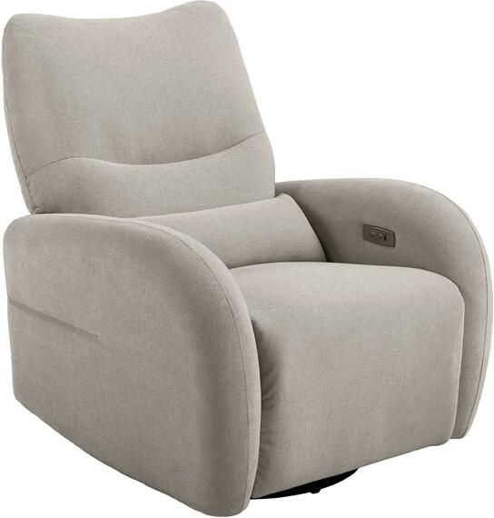 Invicta Interior Bioscoopfauteuil PRIORITY 360° elektrisch verstelbaar roteerbaar met USB-poort gestructureerde stof greige 48684