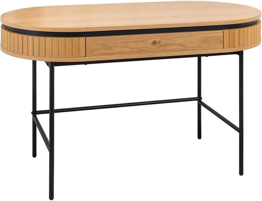 Invicta Interior Bureau ATELIER 120 cm natuurlijke eikenhoutlook met zwart metalen frame 47455
