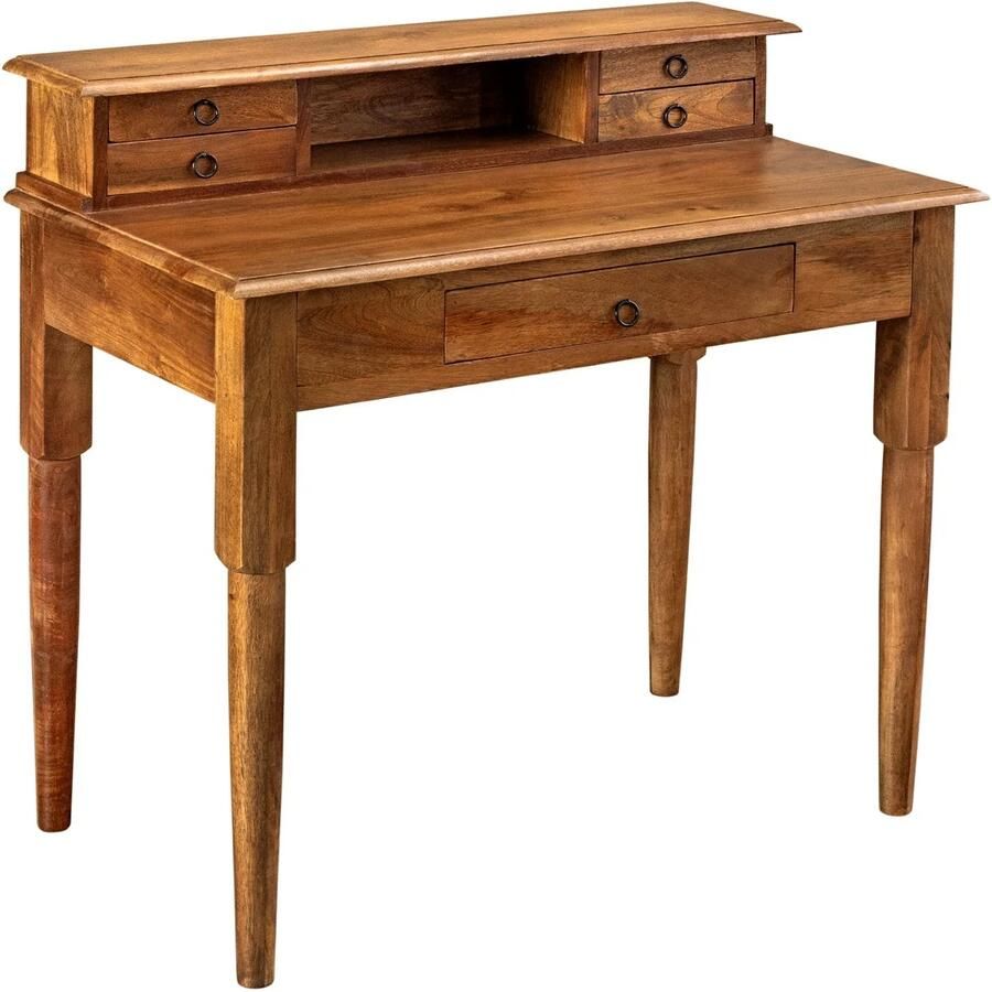 Invicta Interior Davenport kantoorbureau HEMINGWAY 90cm met laden open opbergvak mango hout honing afwerking 49806