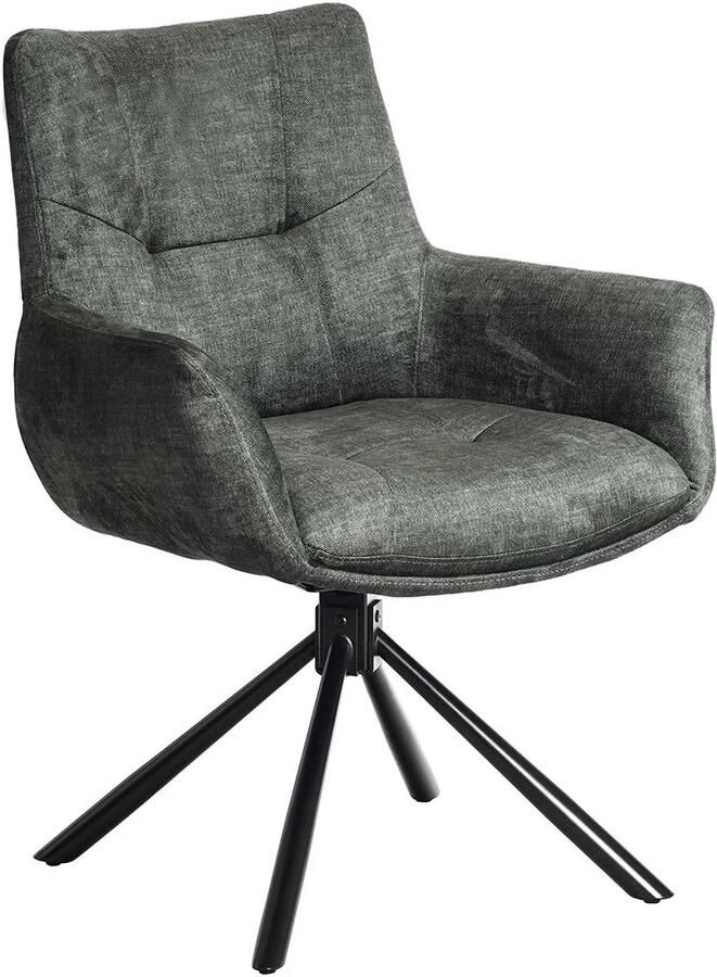 Invicta Interior Draaibare fauteuil SIGNATURE 360° met armleuningen spiraalvering fluweel mosgroen 48796