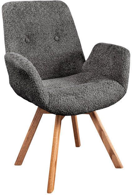 Invicta Interior Draaistoel BALTIC 360° draaibaar bouclé donkergrijs met eikenhouten poten naturel. 45165