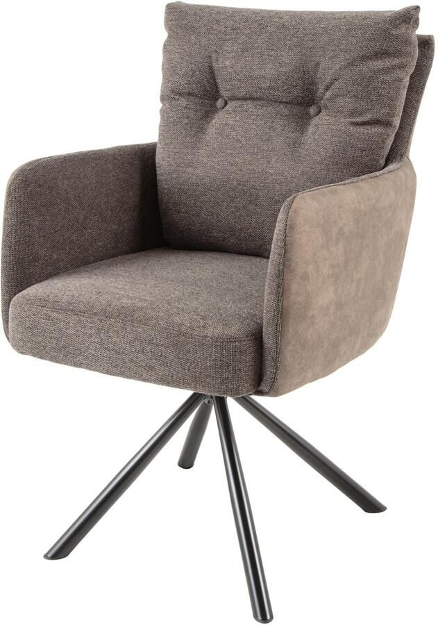 Invicta Interior Draaistoel BIG GEORGE met armleuningen plat geweven microvezelstof taupe draaibaar 44011