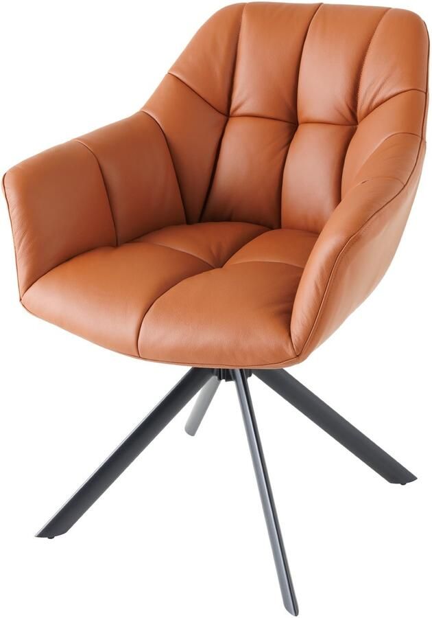 Invicta Interior Draaistoel PAPILLON draaibaar 180 graden met armleuningen leather cognac zwart 44596