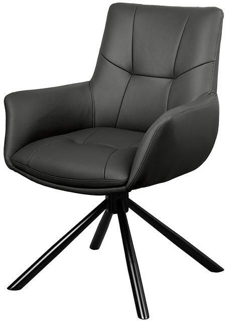 Invicta Interior Draaistoel SIGNATURE 360° met armleuningen verende kern zwart leer draaibaar 47469