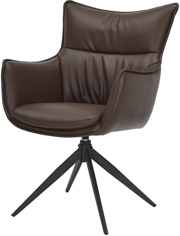 Invicta Interior Draaistoel VOGUE 360° met armleuningen bruin kunstleer met zwart metalen frame 47709