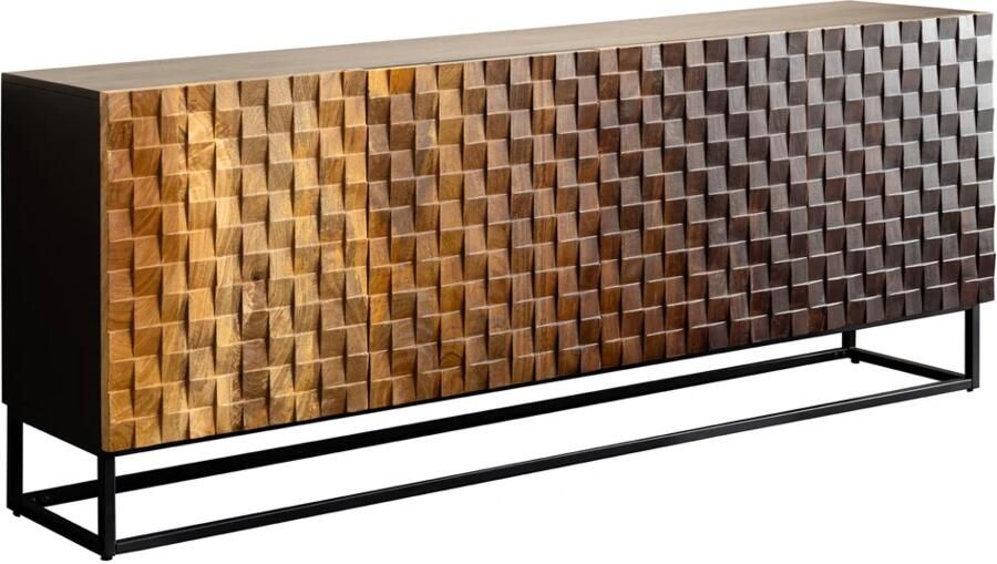 Invicta Interior Dressoir SHADES 180cm 3D front mangohout multicolour bruin met zwart metalen frame 49604