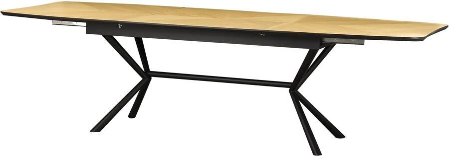 Invicta Interior Eettafel GRANDEZZA 180-270 cm uitschuifbaar natuurlijke eikenhoutlook met zwart metalen frame 46554
