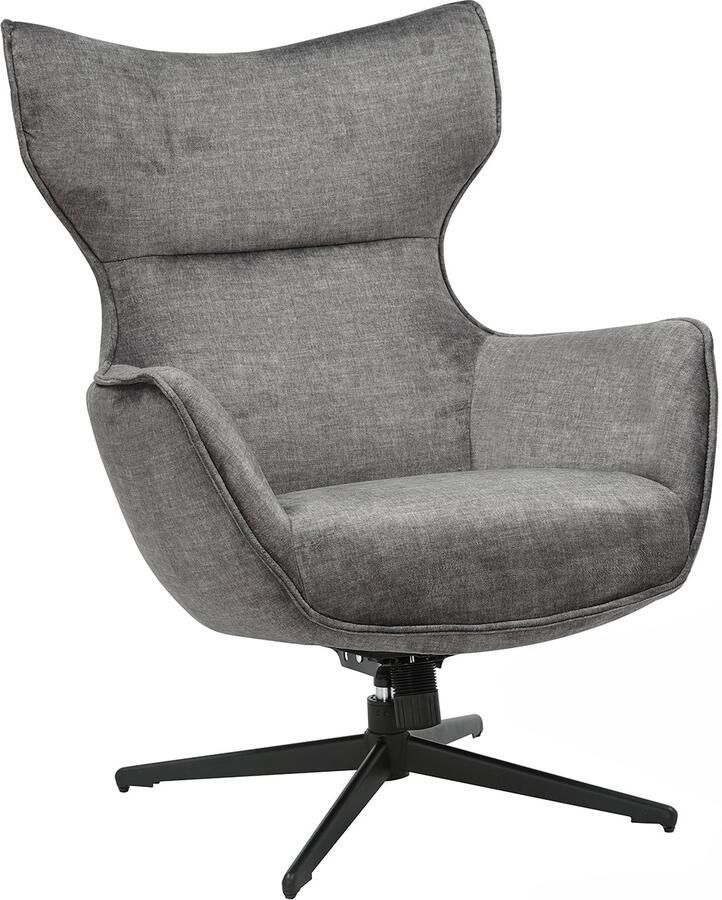 Invicta Interior Fauteuil VOGUE 360° draaibaar grijs fluweel met zwart metalen frame 46703
