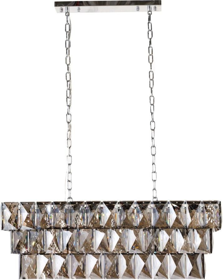 Invicta Interior Luxe hanglamp CRYSTAL 90cm edelgrijze design kroonluchter glazen prisma's 42810