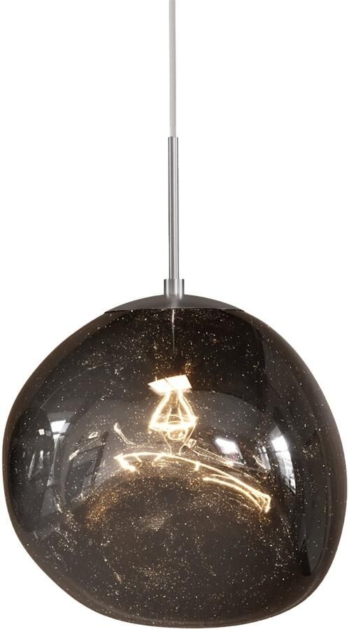 Invicta Interior Ronde hanglamp LIQUID DIAMOND 35cm rookglas stalen bollamp 46019