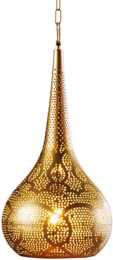Invicta Interior Handgemaakte hanglamp ORIENT LIVING 50cm goud ijzeren druppelvorm 44897