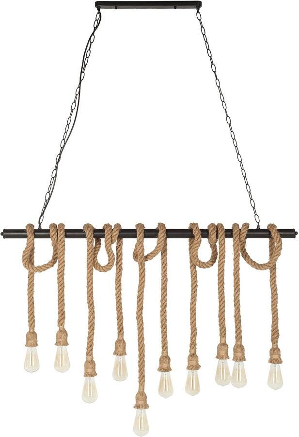 Invicta Interior Maritieme hanglamp SEVEN SEAS II 120cm touwlamp met 10 lampjes 39315
