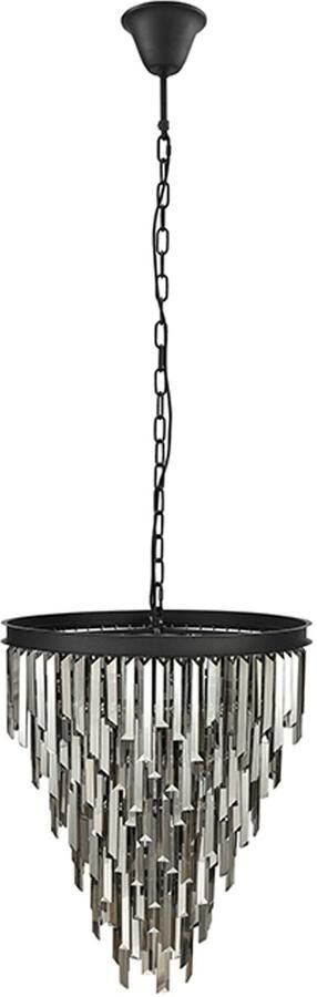 Invicta Interior Luxe Kroonluchter CRYSTAL 50cm Grijs met Glazen Prisma's Zwart IJzeren Hanglamp 44818