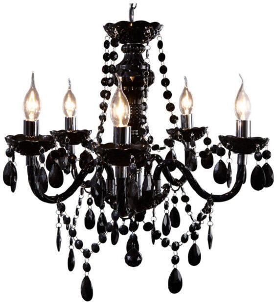 Invicta Interior Elegante kroonluchter ZWART KRISTAL 55cm zwarte acryl 5-armige kroonluchter 1452 - Foto 2