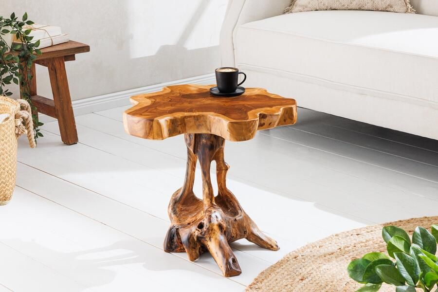 Invicta Interior Massief houten bijzettafel ROOT 40cm naturel teakhout gemaakt van wortelhout in paaldesign 44713 - Foto 2