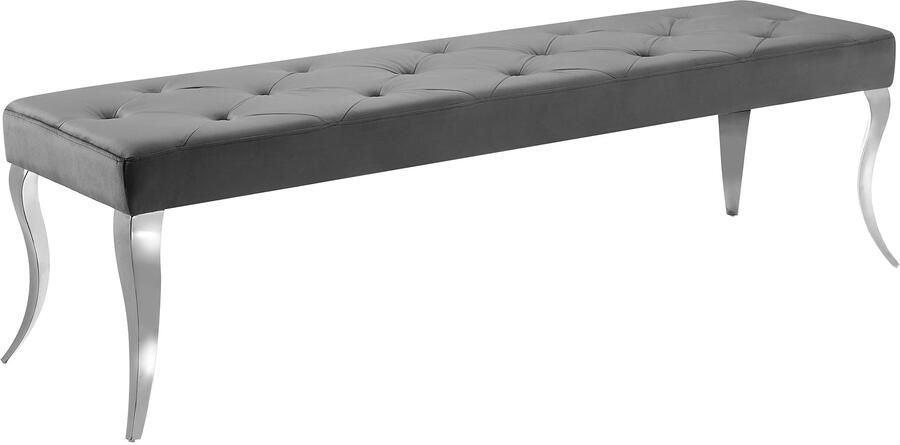 Invicta Interior Moderne barokbank 170 cm roestvrijstalen poten zilverkleurig fluweelgrijs 47496