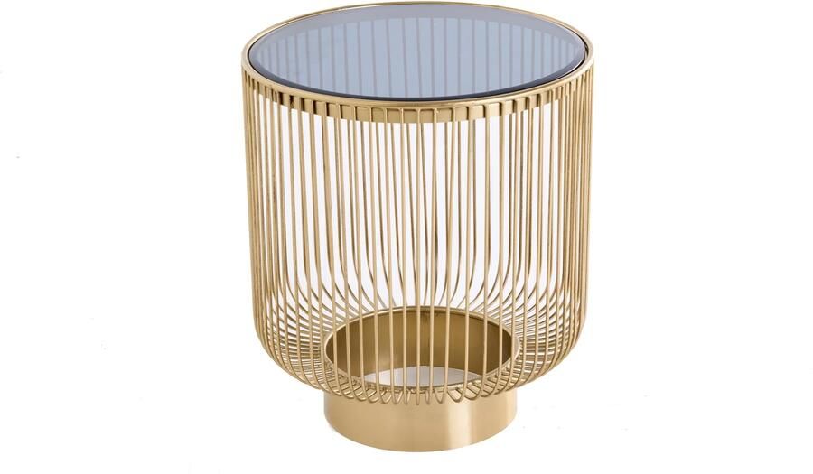 Invicta Interior Filigraan design bijzettafel VARIATION 50cm goud metaal rond zwart glas handgemaakt 43232 - Foto 2