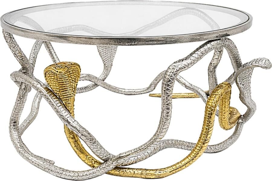 Invicta Interior Salontafel COBRA 70 cm zilvergoud met glazen blad 45742