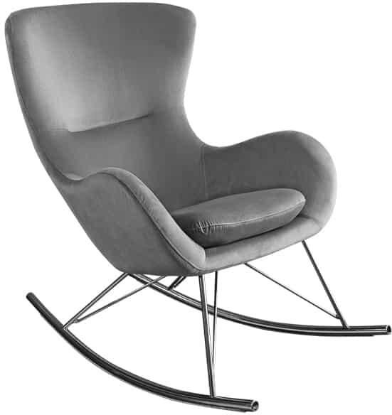 Invicta Interior Design schommelstoel SCANDINAVIA SWING grijs fluwelen chromen fauteuil 43141 - Foto 2