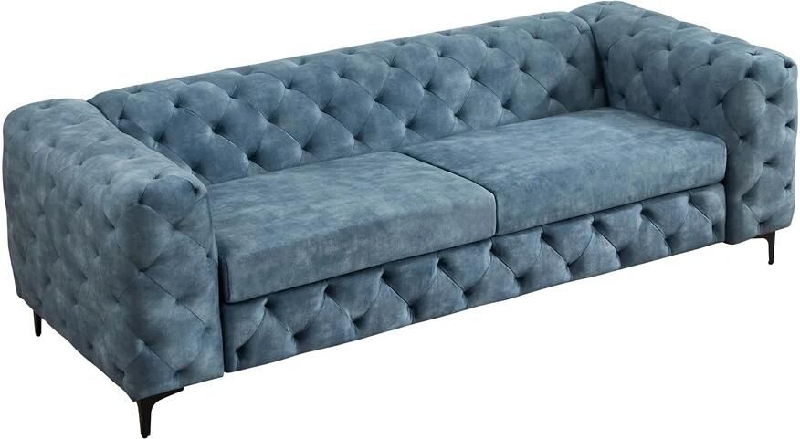Invicta Interior Sofa MODERN BAROCK 235cm 3-zits fluweel petrol 48492