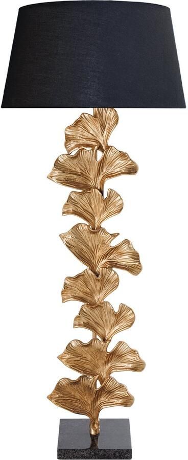 Invicta Interior Design vloerlamp GINKGO 122cm zwarte stoffen kap gouden metalen handgemaakte marmeren voet 41696 - Foto 2