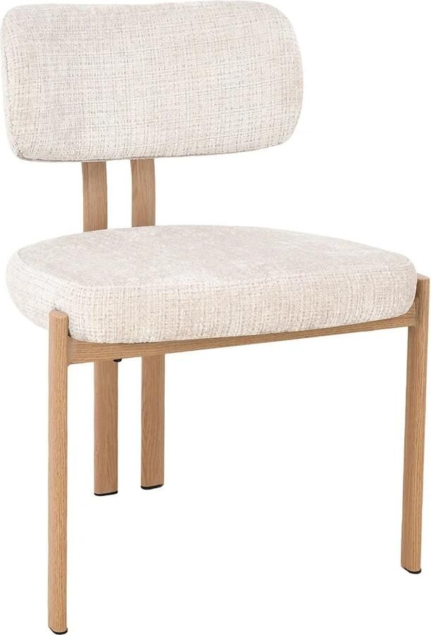 Invicta Interior Stoel BELLANO chenille crèmekleurig beige met eikenkleurige metalen poten 49296
