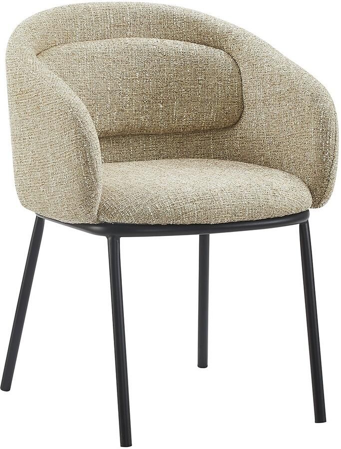 Invicta Interior Stoel FLORENZ met armleuningen gestructureerde stof beige bruin en zwart metalen frame 47792