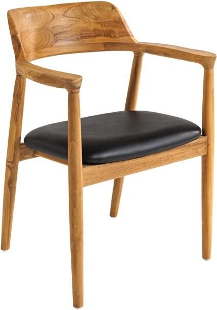 Invicta Interior Stoel KENNEDY met armleuningen kunstleer zwart en teakhout natuur 48706