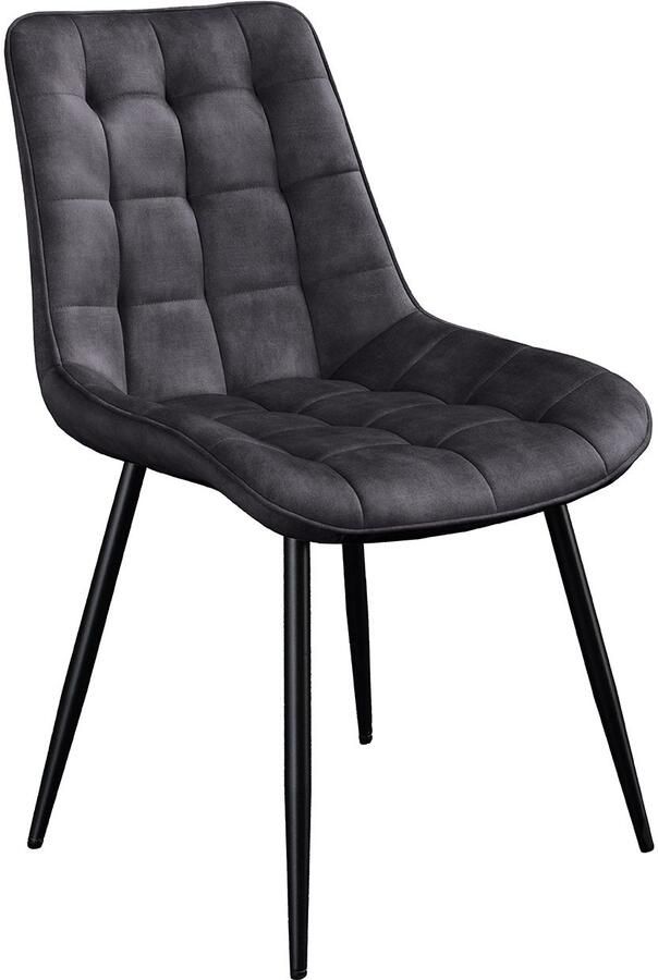 Invicta Interior Stoel ROADSTAR donkergrijs fluweel met zwarte metalen poten 47486