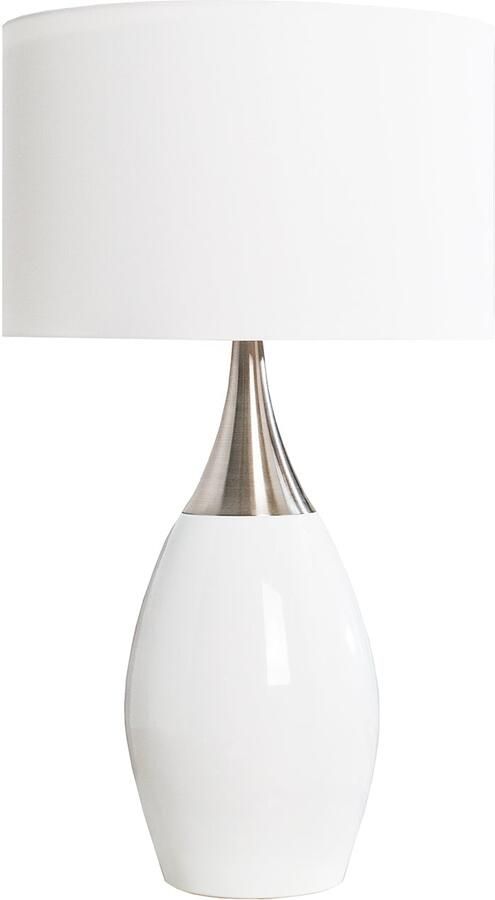 Invicta Interior Moderne tafellamp CARLA 60cm wit zilver met linnen kap 37006