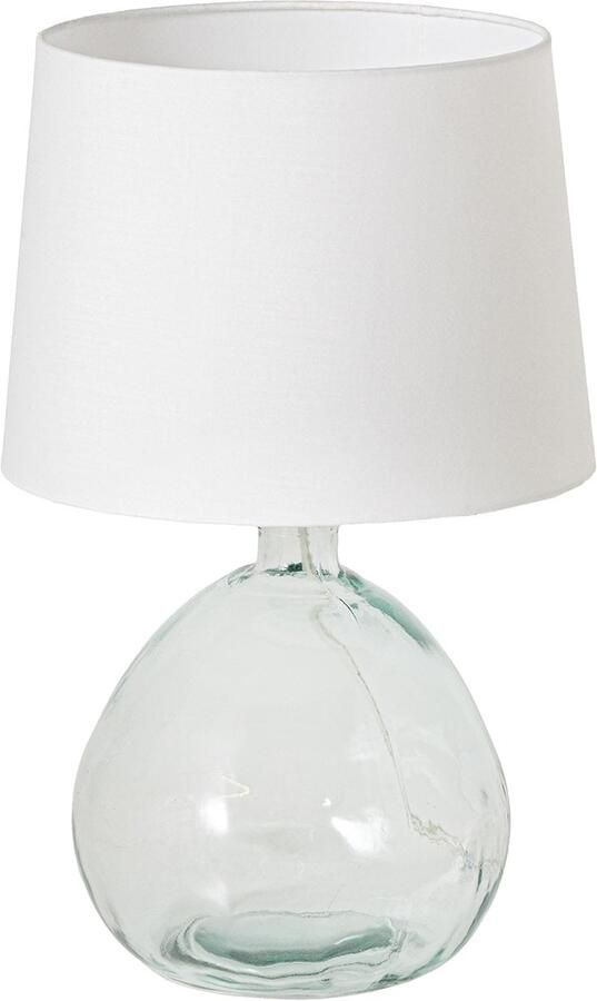 Invicta Interior Moderne tafellamp CLASSIC 45cm transparant gerecycled glas witte stoffen kap 44494