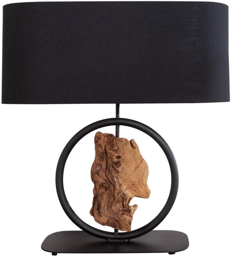 Invicta Interior Tafellamp ELEMENTS 60 cm element van gerecycled acaciahout met zwarte katoenen kap 40399