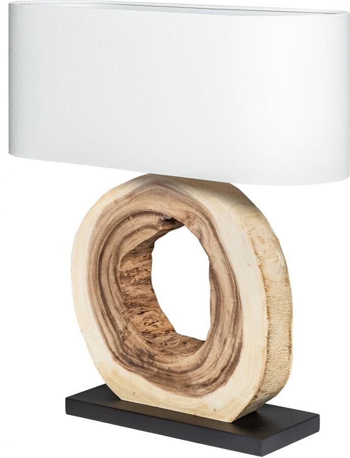 Invicta Interior Tafellamp ORGANIC ARTWORK 55 cm massief walnoothout linnen kap beige 39627