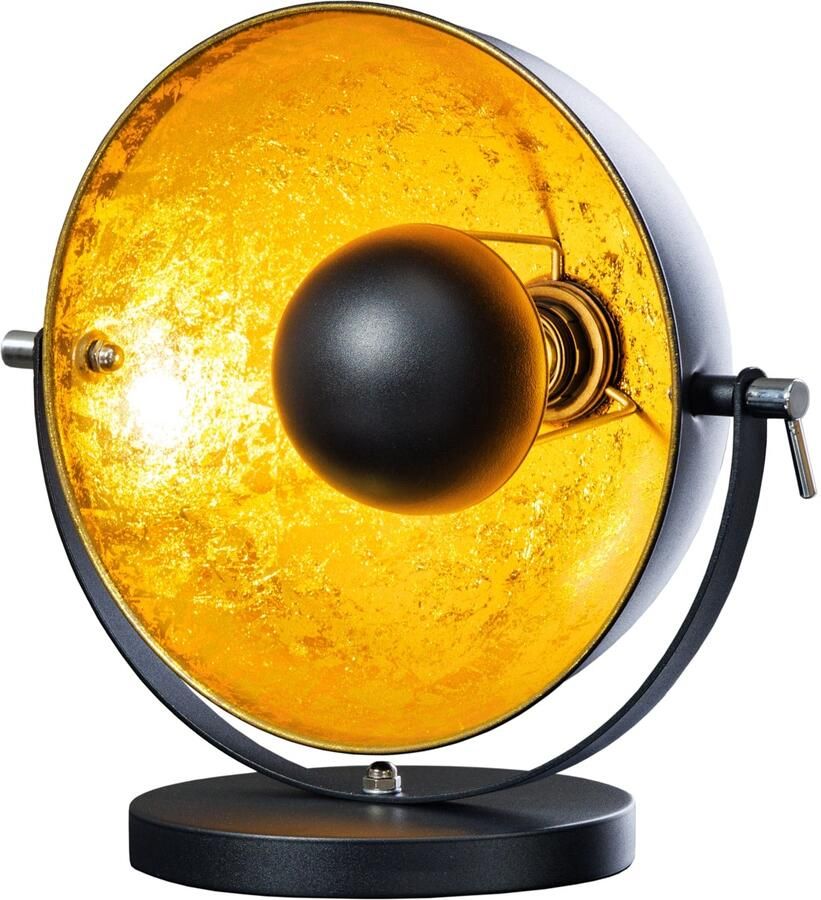 Invicta Interior industrieele design tafellamp STUDIO 40cm zwart bladgoud look kantelbare kap 37140