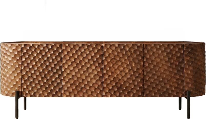 Invicta Interior TV-bord ADLON 160 cm 3D massief mangohout met zwart frame 47584