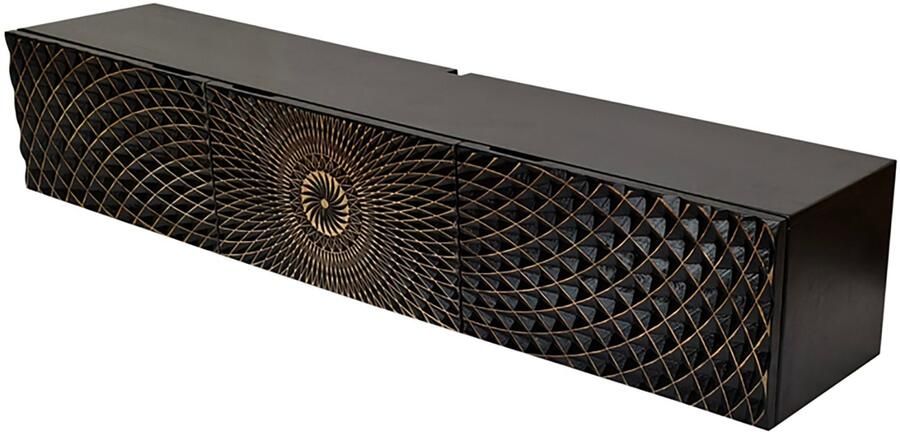Invicta Interior TV-bord ILLUSION 160 cm 3D mangohout zwart goud 48410