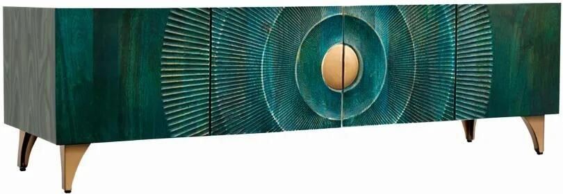 Invicta Interior TV-meubel GOLDEN SUNSET 180cm 3D mangohout turquoise