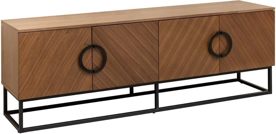 Invicta Interior TV-onderkast GRANDEZZA 180 cm walnoothoutlook met zwart metalen frame 46557