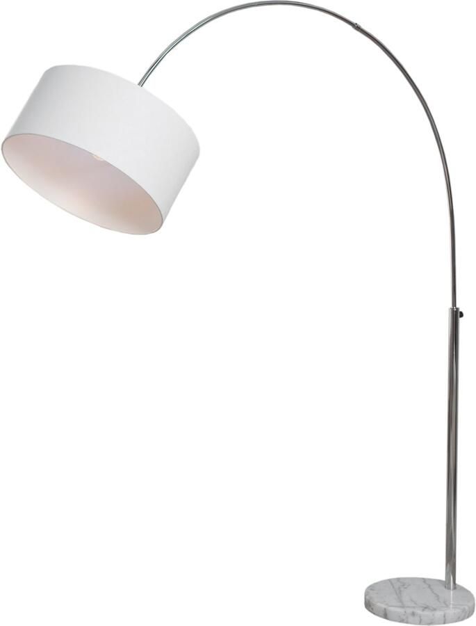 Invicta Interior Uitschuifbare booglamp LOUNGE DEAL 170-200cm vloerlamp met witte linnen kap 35596