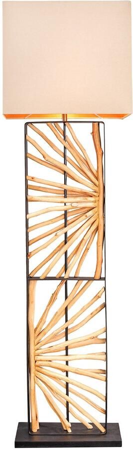 Invicta Interior Handgemaakte vloerlamp EUPHORIA 165cm naturel longan hout beige met lampenkap 44688